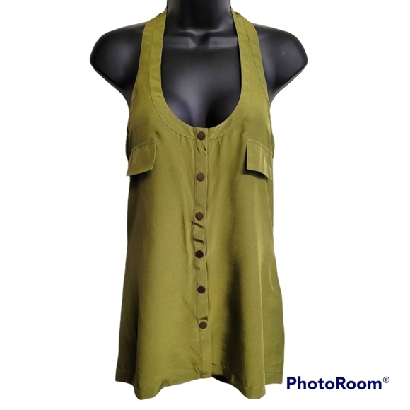 Lamade Silk Green And Grey Halter Top - Picture 1 of 8